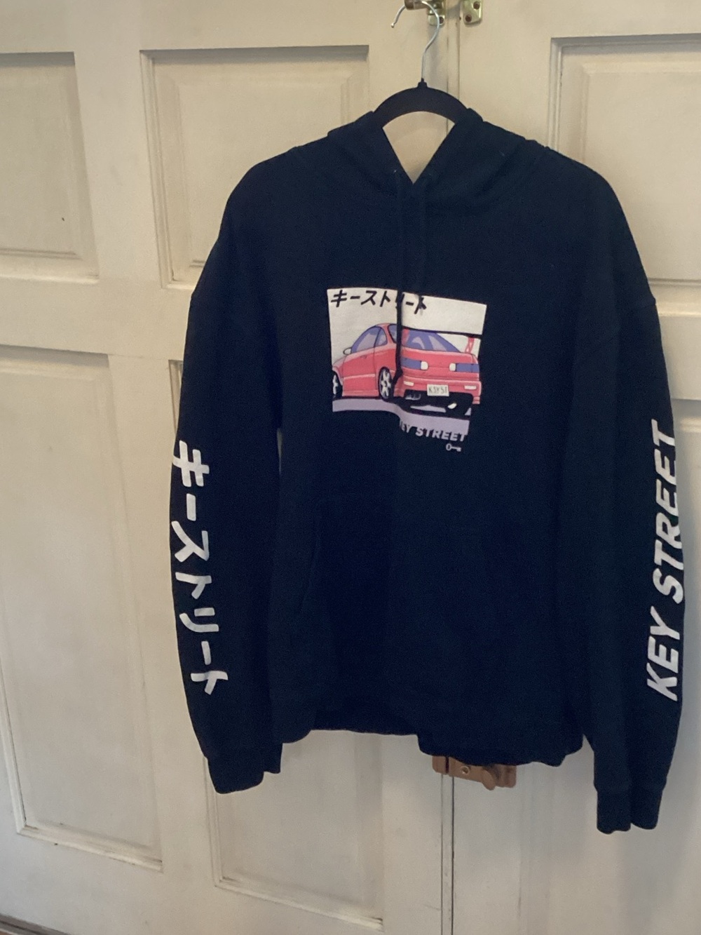 Key Street Black Hoodie with pink Car Graphic